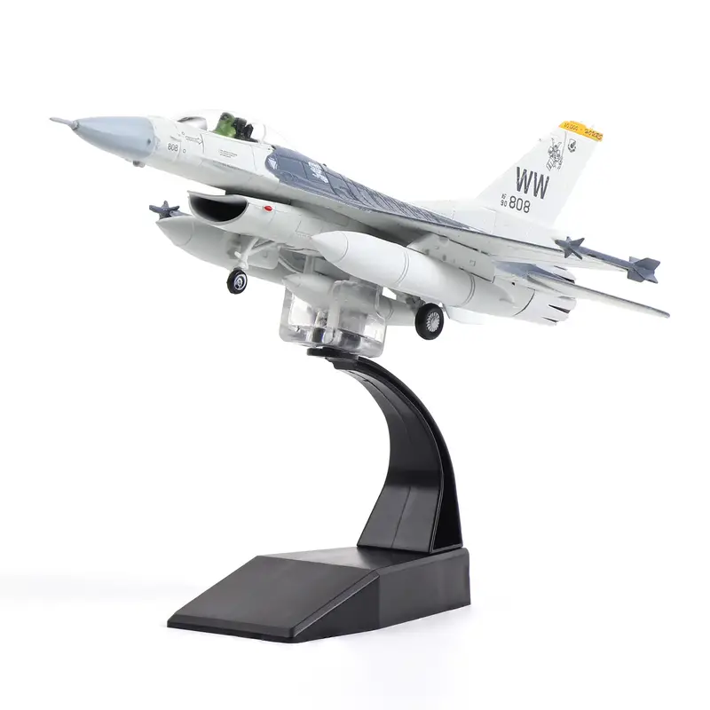 F-16C Combate Falcon Metal Diecast Modelo, Escala 1/100